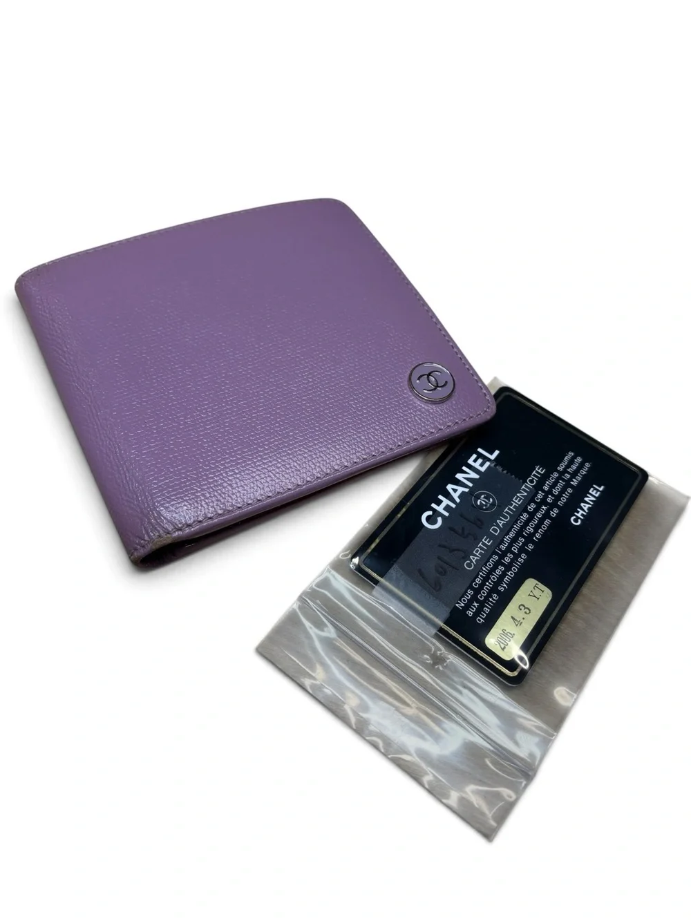 CHANEL Lavender Pebbled Leather Men's Bifold Wallet